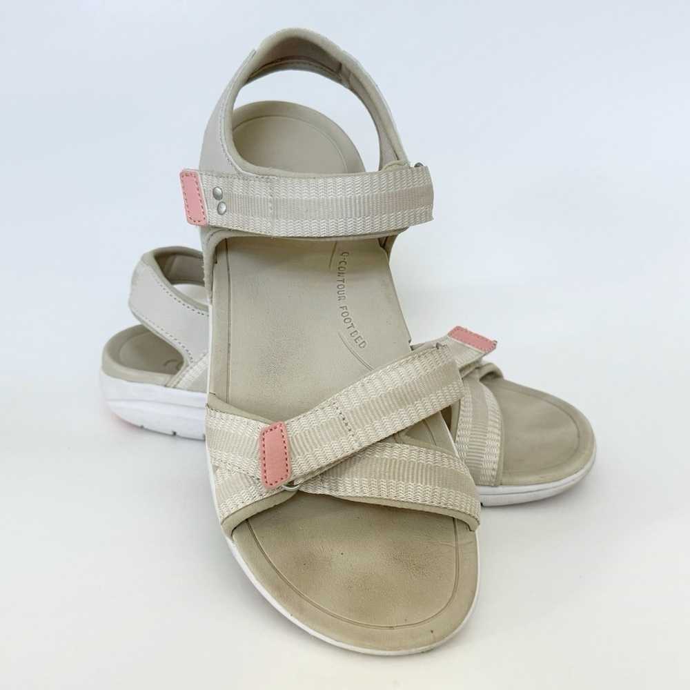Ryka Womens Savannah 2 Beige Open Toe Ankle Strap Strappy Sandals Shoes Size 7.5
